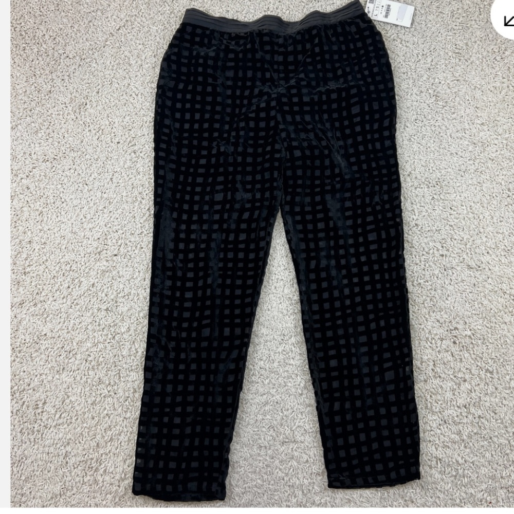Zara Basic Pants Black Velvet Checked Sheer Mesh Shorts